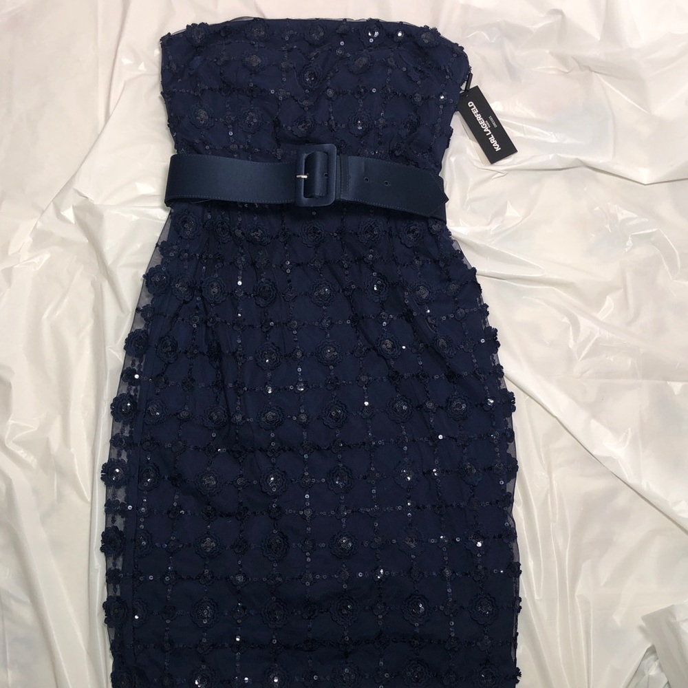 NWT KARL LAGERFELD Strapless Dress with Belt